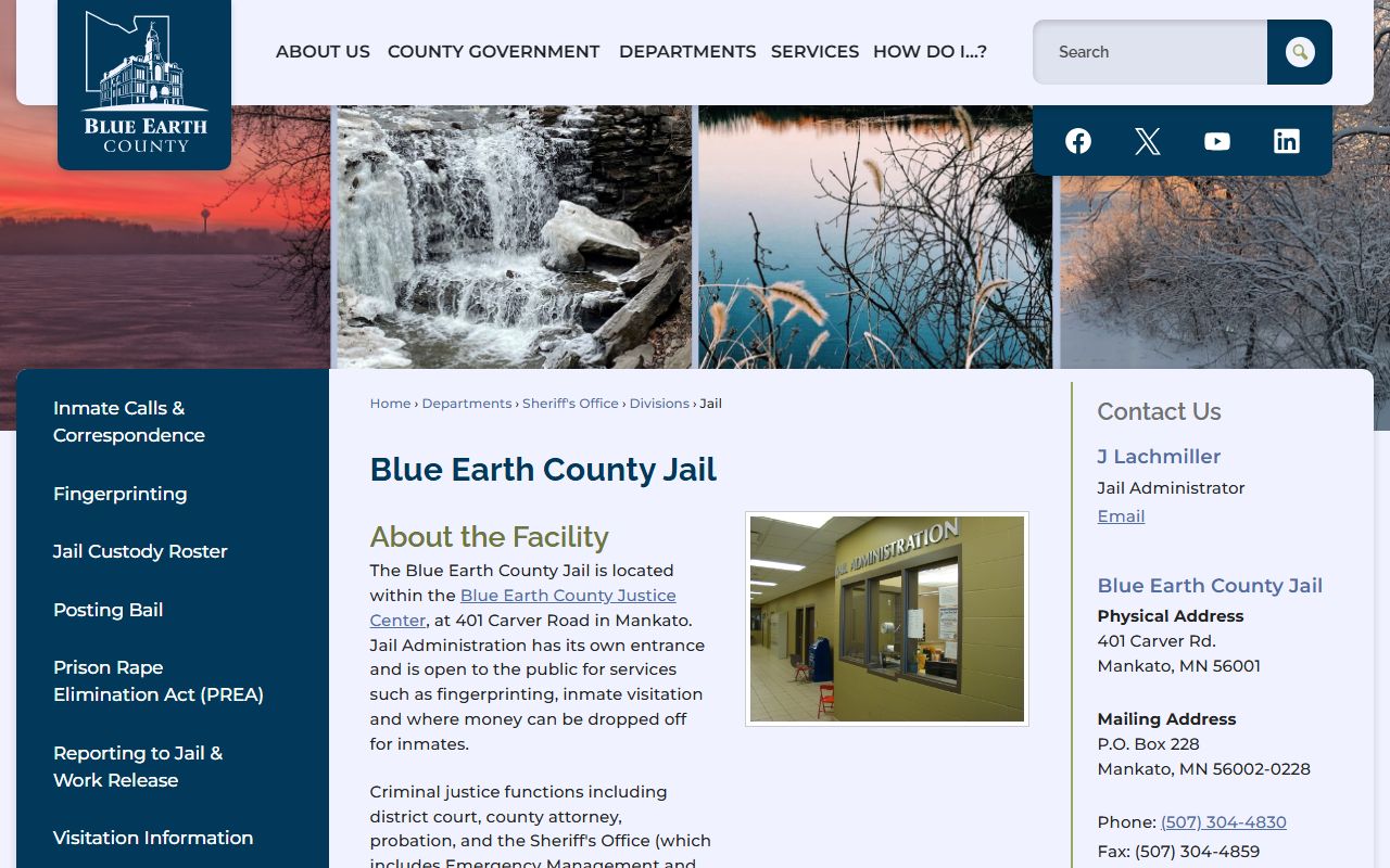 Blue Earth County Jail main page