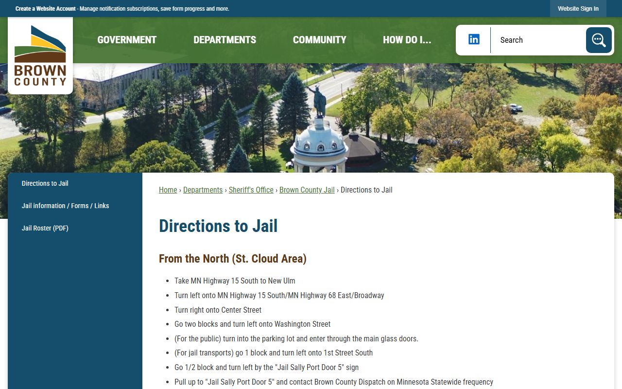 Brown County Sheriff Information page