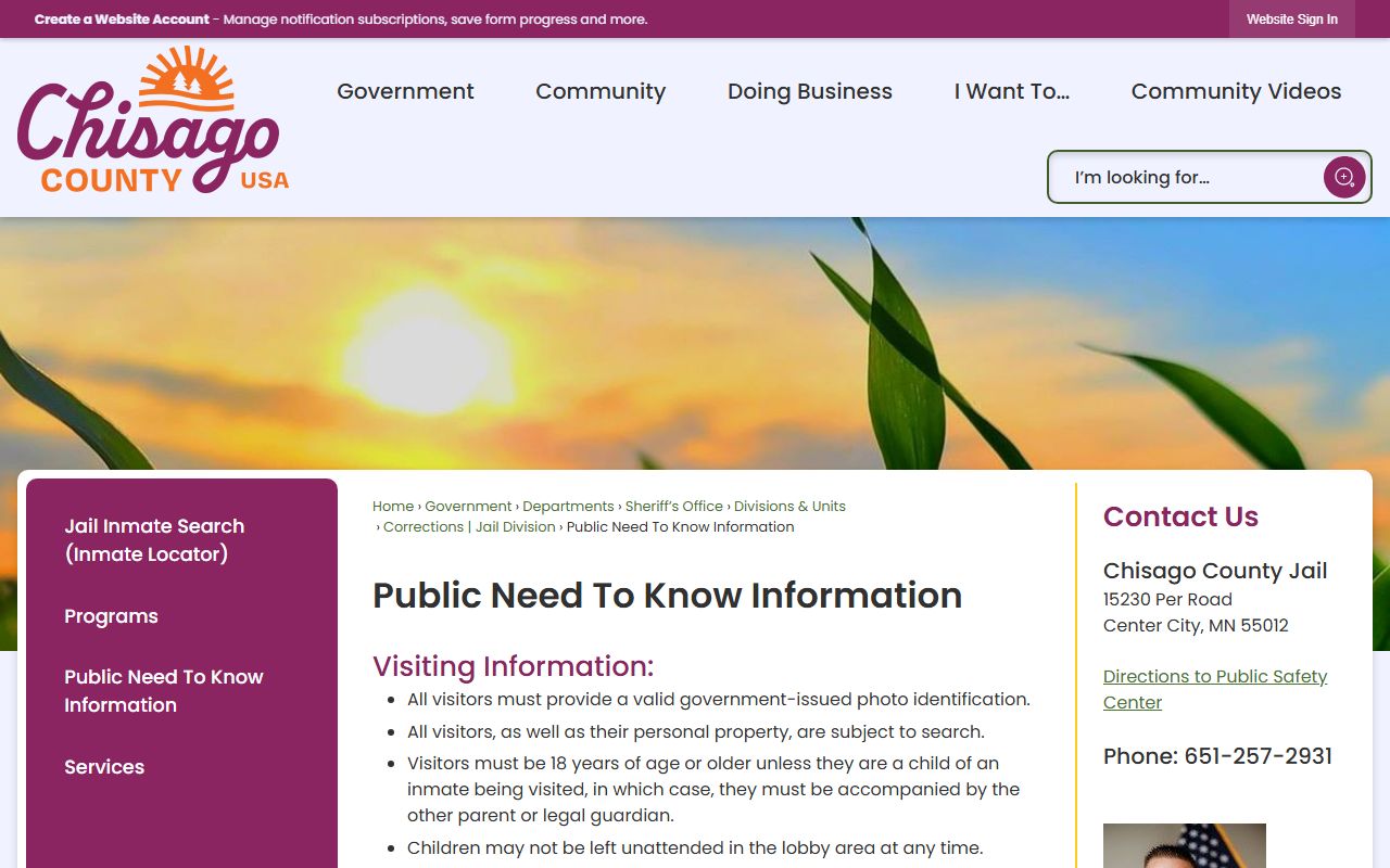 Chisago County Public Need to Know Information