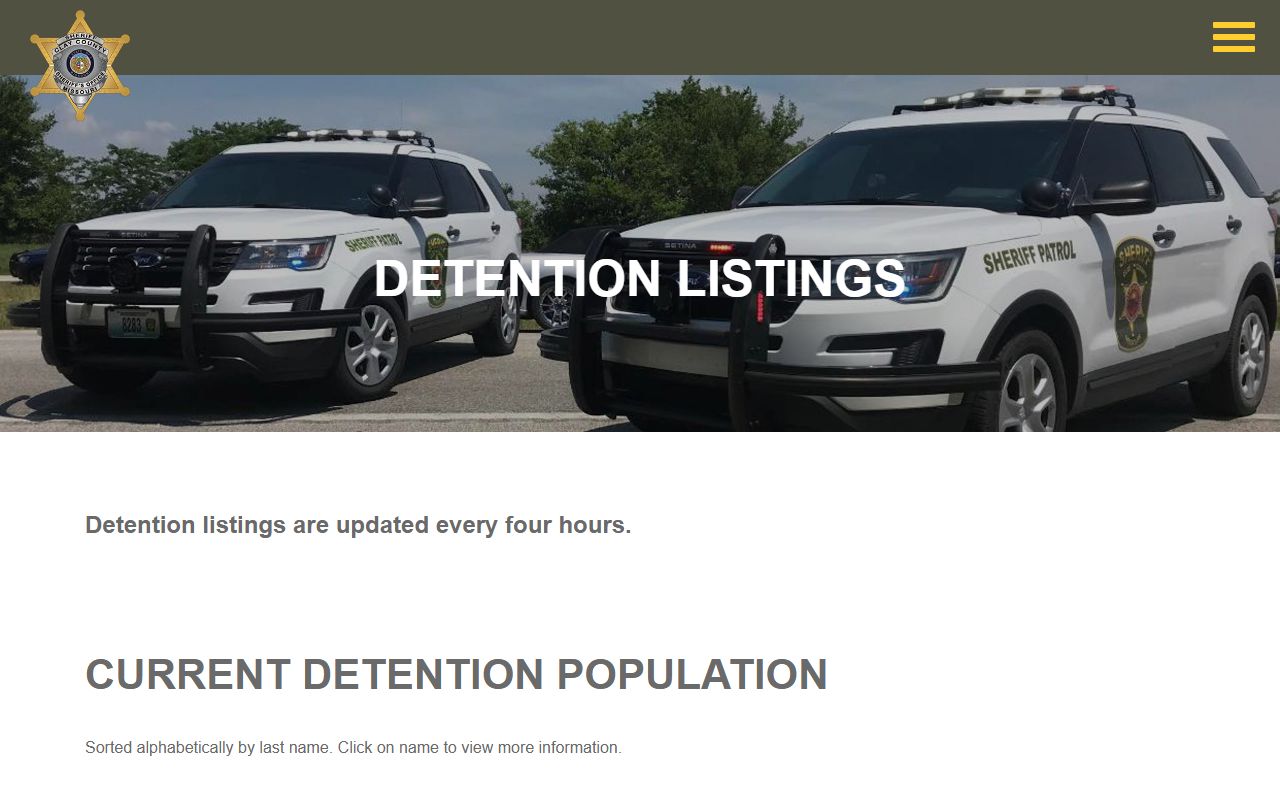 Clay County Sheriff detention listings page