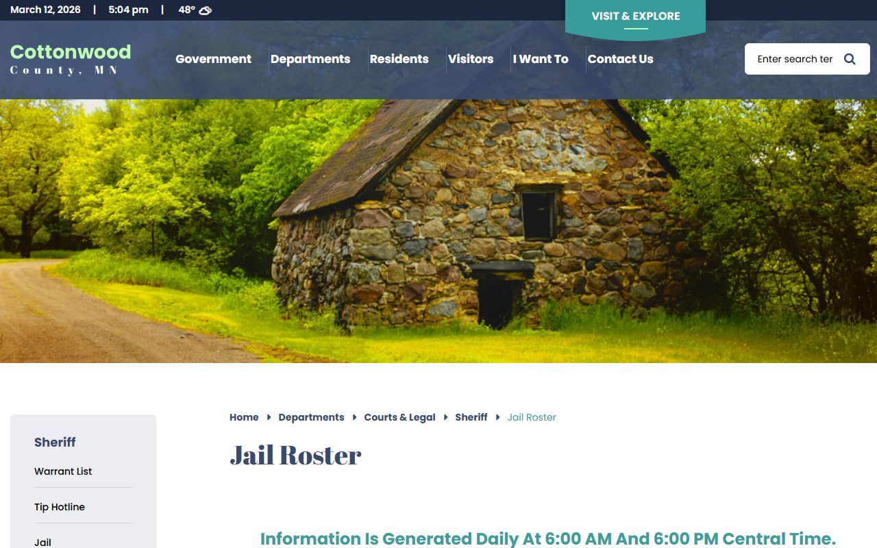 Cottonwood County Sheriff jail roster