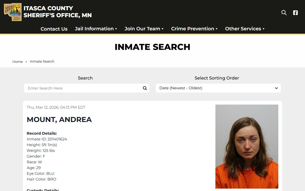 itasca county sheriff inmate search itasca county booking releases